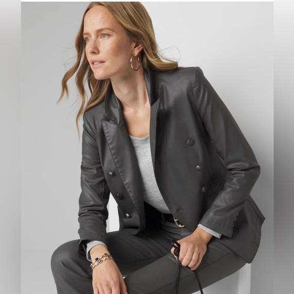 NWT Whitehouse Blackmarket Coated Denim Studio Blazer - Picture 4 of 12